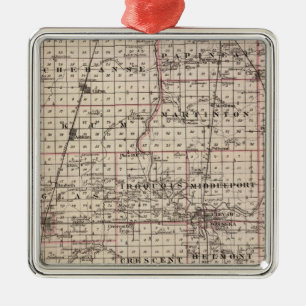 Karte von Iroquois County Silbernes Ornament