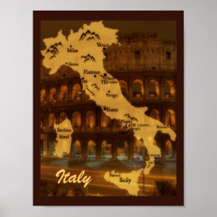 Karte von Italien Poster