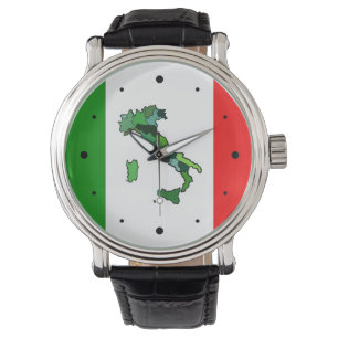 Karte von Italien und von italienischer Flagge Armbanduhr