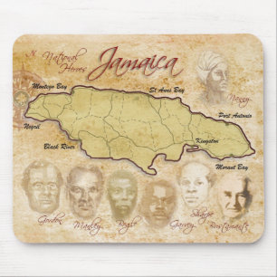 Karte von Jamaika mit Nationalhelden Mousepad