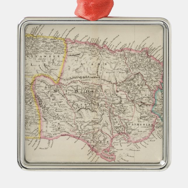 Karte von Jamaika Silbernes Ornament (Vorne)
