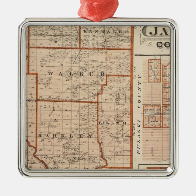 Karte von Jasper County Silbernes Ornament (Vorne)