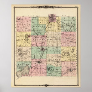 Karte von Jefferson County, Staat von Wisconsin Poster