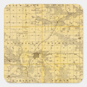 Karte von Jefferson Landkreis, Staat von Iowa Quadratischer Aufkleber