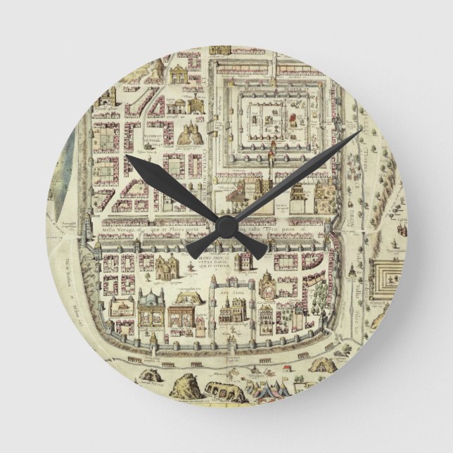 Karte von Jerusalem und Umgebung, aus "C Runde Wanduhr (Vorderseite)