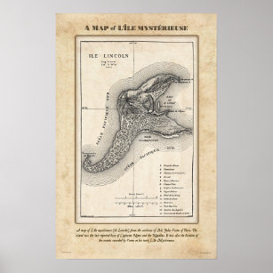 Karte von Jules Merne's geheimnisvolles Island Pos Poster
