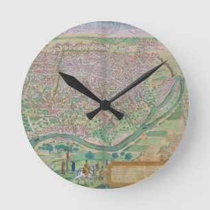 Karte von Kairo, von "Civitates Orbis Terrarum" vo Runde Wanduhr