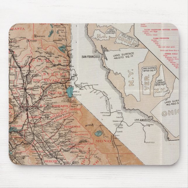 Karte von Kalifornien 2 Mousepad (Vorne)