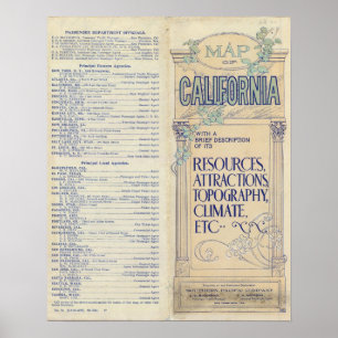 Karte von Kalifornien 2 Poster