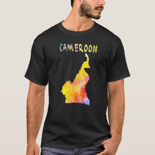 Karte von Kamerun farbenfrohe Karte Wasserfarbe Il T-Shirt