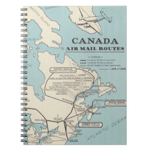 Karte von Kanada - Kanada Air Mail Routes Notizblock
