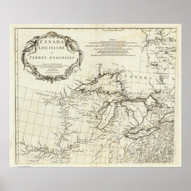 Karte von Kanada mit Indianerdörfern Poster (Vorne)