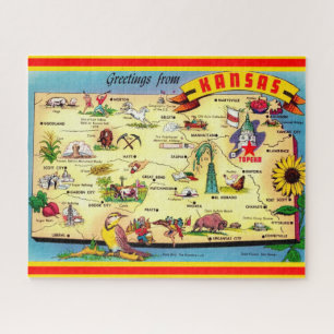 Karte von Kansas 16x20 Puzzle