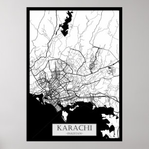 Karte von Karatschi, Pakistan Poster