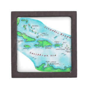 Karte von karibischen Inseln Kiste
