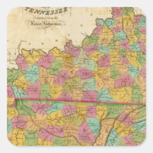 Karte von Kentucky und Tennessee Quadratischer Aufkleber
