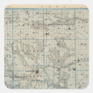 Karte von Keokuk County, Staat von Iowa Quadratischer Aufkleber