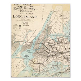 Karte von Kings, Queens, Long Island Fotodruck
