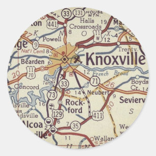Karte von Knoxville TN Runder Aufkleber