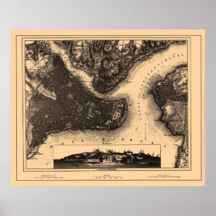 Karte von Konstantiopel Istanbul, ca. 1890 - 1907 Poster