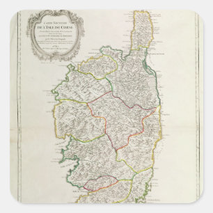 Karte von Korsika Quadratischer Aufkleber