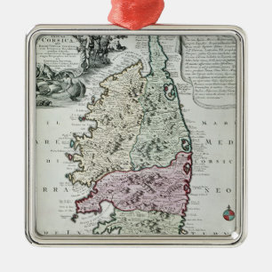 Karte von Korsika Silbernes Ornament