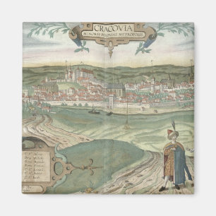 Karte von Krakau, von "Civitates Orbis Terrarum" Magnet