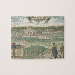 Karte von Krakau, von "Civitates Orbis Terrarum" Puzzle