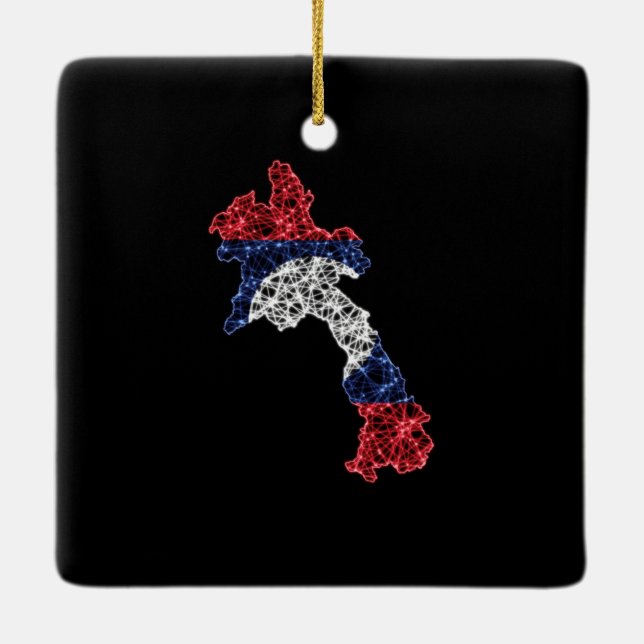 Karte von Laos, Karte der Polygonalen Maschenöffnu Keramikornament (Rückseite)