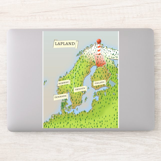 Karte von Lappland Aufkleber (Computer)