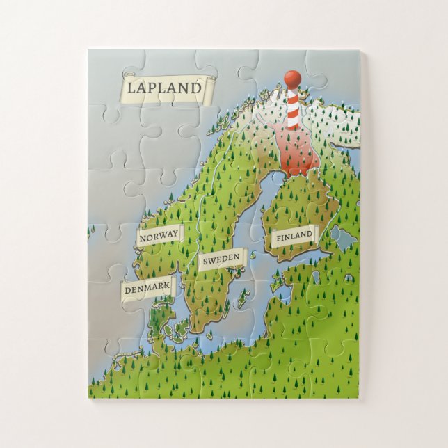 Karte von Lappland Puzzle (Vertikal)