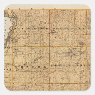 Karte von Le Sueur County, Minnesota Quadratischer Aufkleber