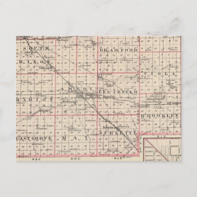 Karte von Lee Landkreis und Amboy (Vorderseite)