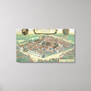Karte von Leipzig, von "Civitates Orbis Terrarum" Leinwanddruck