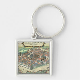 Karte von Leipzig, von "Civitates Orbis Terrarum" Schlüsselanhänger