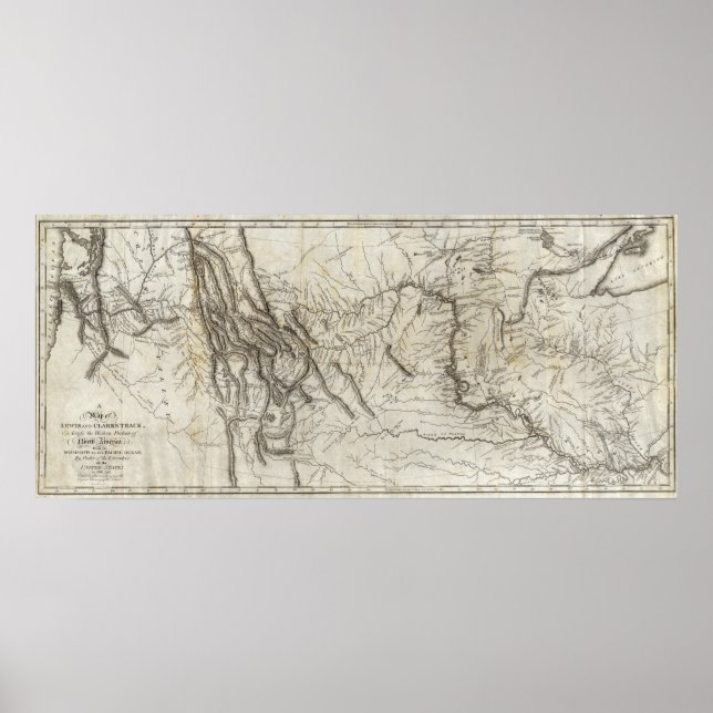 Karte von Lewis und Clarks Track 2 Poster (Vorne)