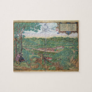 Karte von Linz, von "Civitates Orbis Terrarum" Puzzle