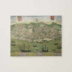 Karte von Lissabon, von "Civitates Orbis Terrarum" Puzzle