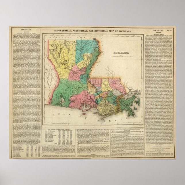 Karte von Louisiana Poster (Vorne)