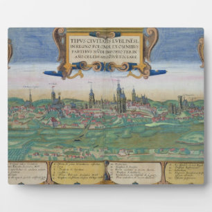 Karte von Lublin, von "Civitates Orbis Terrarum" v Fotoplatte