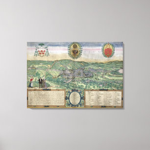 Karte von Lüttich, von "Civitates Orbis Terrarum" Leinwanddruck
