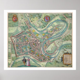 Karte von Luxemburg, von 'Civitates Orbis Terrarum Poster