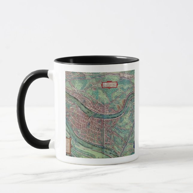 Karte von Lyon, von "Civitates Orbis Terrarum" Tasse (Links)