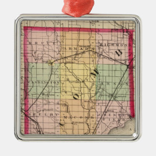 Karte von Macomb County, Michigan Silbernes Ornament