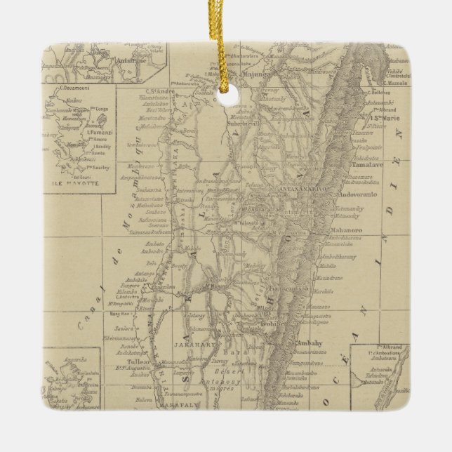 Karte von Madagaskar Keramikornament (Vorderseite)