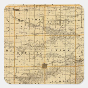 Karte von Madison County, Staat von Iowa Quadratischer Aufkleber