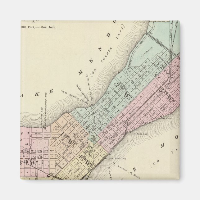 Karte von Madison, Wisconsin Magnet (Vorne)
