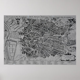 Karte von Madrid Poster