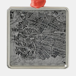 Karte von Madrid Silbernes Ornament