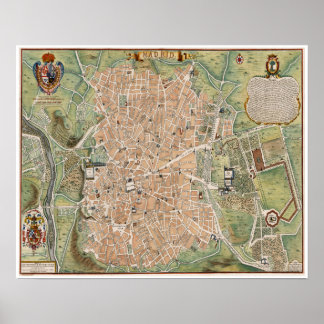 Karte von Madrid, Spanien Poster